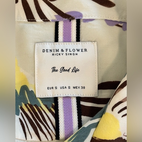 Sz S Denim & Flower Ricky Singh The Good Life button front shirt parrot - Picture 5 of 5